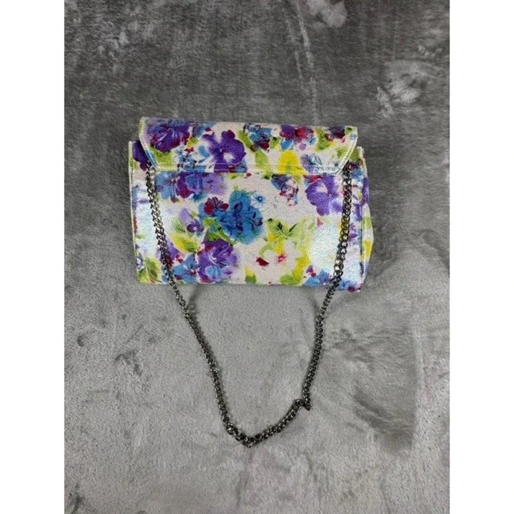 NWT J. Renee Clutch Handbag Womens  Floral Iridescent Multicolor Chain Strap Bag